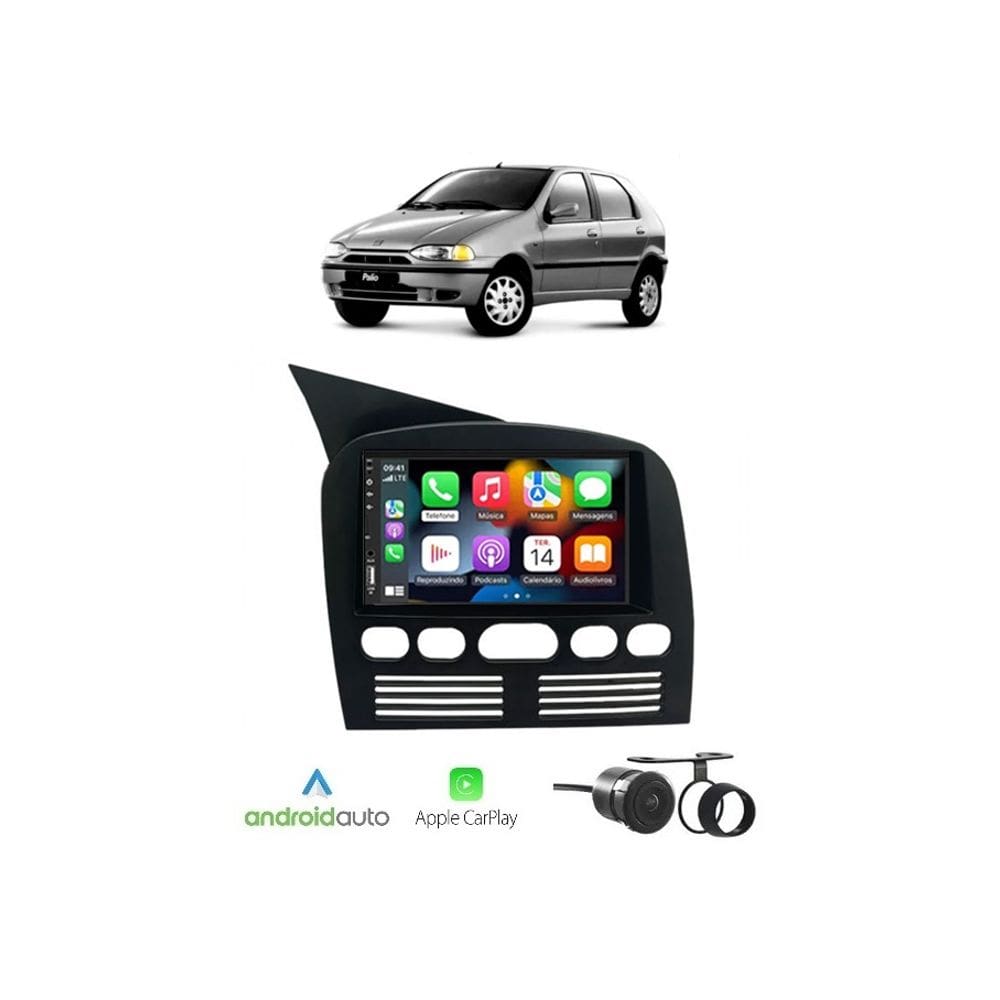 Kit Multimídia Palio Strada Siena 1996 / 2003V 7 Pol CarPlay AndroidAuto - FirstOption 8100