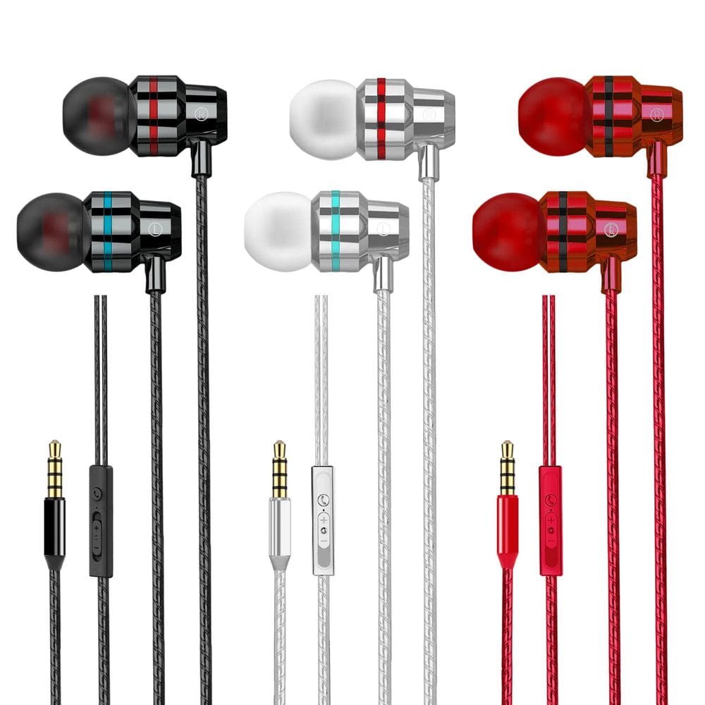 Fones de ouvido com fio Yatloml com microfone, pacote com 3, baixo pesado