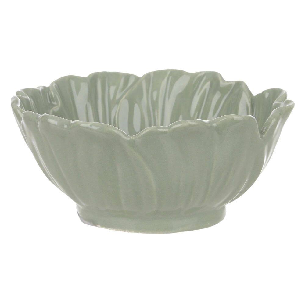 Bowl Petisqueira Cerâmica Flor Arte Pétalas Verde Menta 10,2x10,2x4,5cm