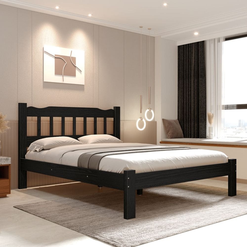 Cama Perola Queen 160 Madeira Maciça Reforçada Preto Nemargi