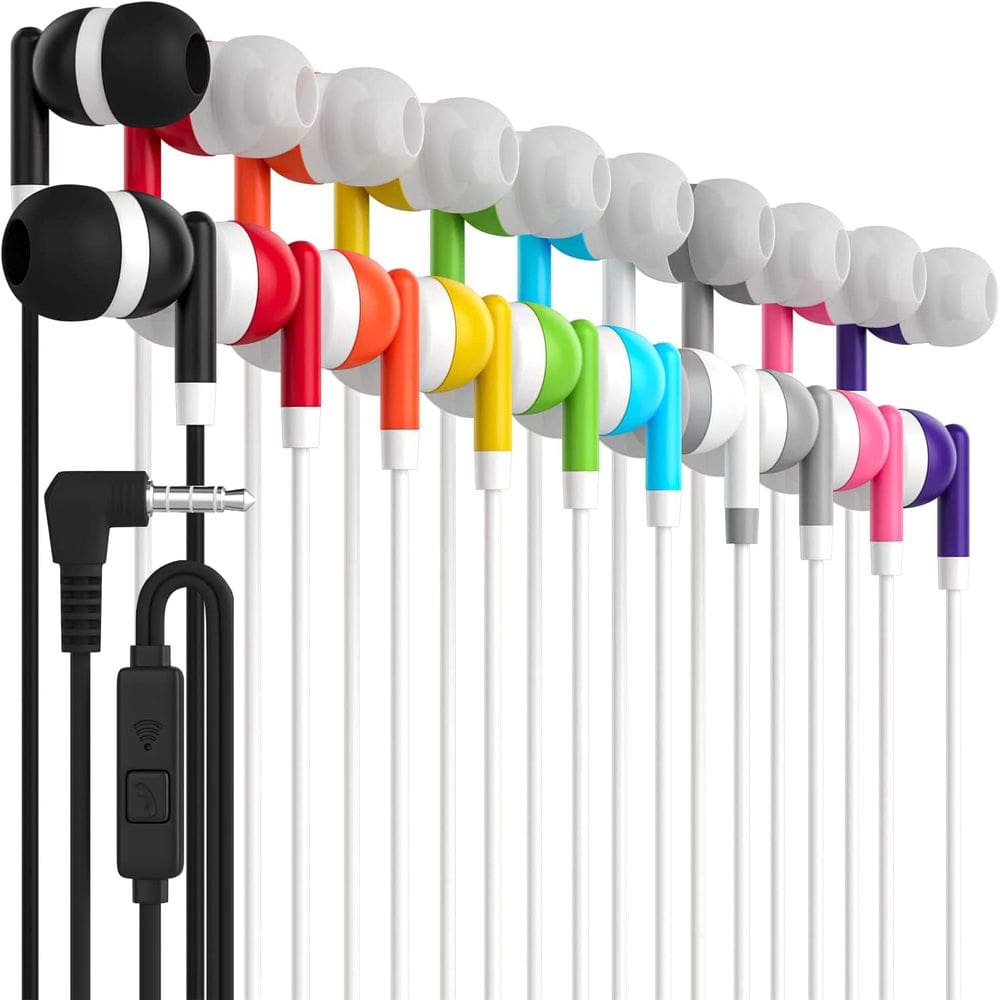 Fones de ouvido Maeline Bulk com isolamento de ruído de microfone, pacote com 20