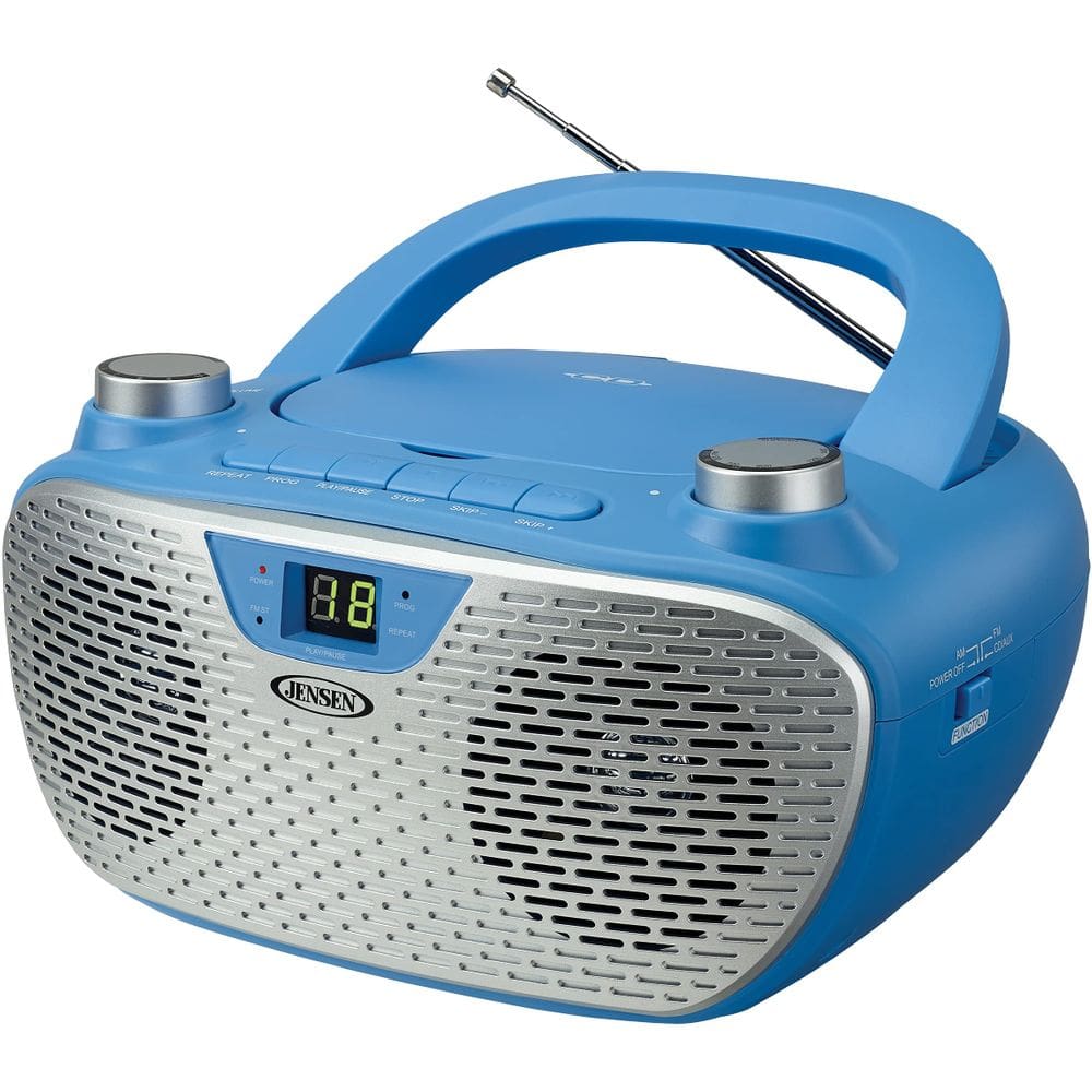 Leitor de CD estéreo portátil Jensen CD-485-BL 1W com AM/FM