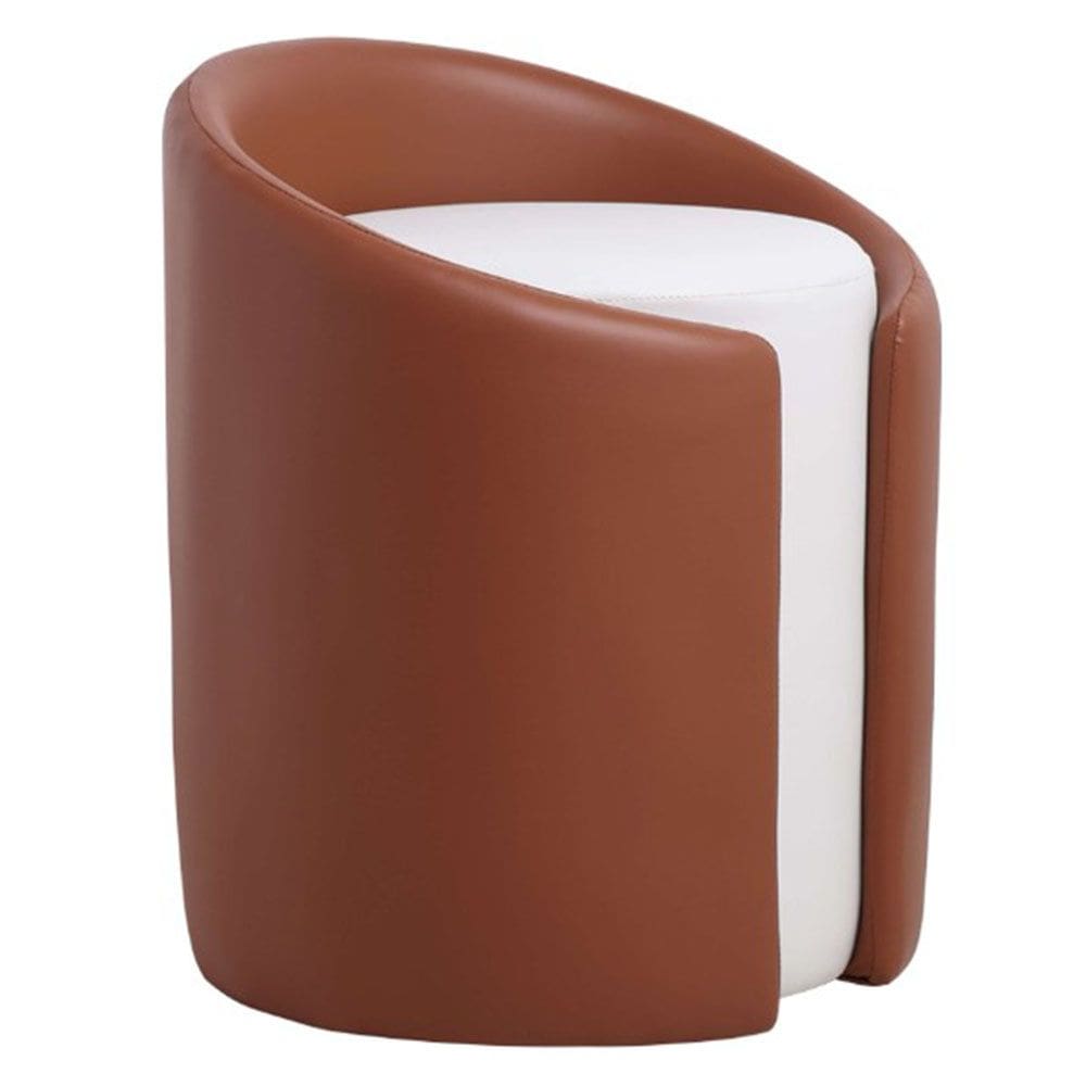 Puff Saturno - PU Marrom e Creme