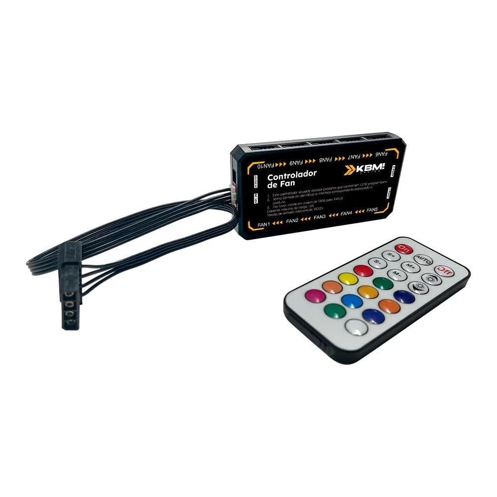 Controladora Para Fan KBM GAMING RGB 5V 6 Pinos LED e Controle Remoto - KGAS002PT
