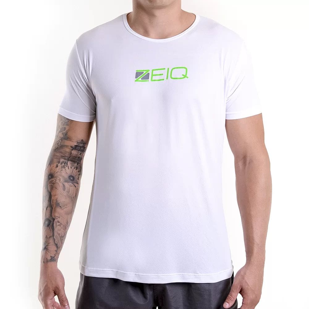 Camiseta Zeiq Esportiva Slim Branca e Verde