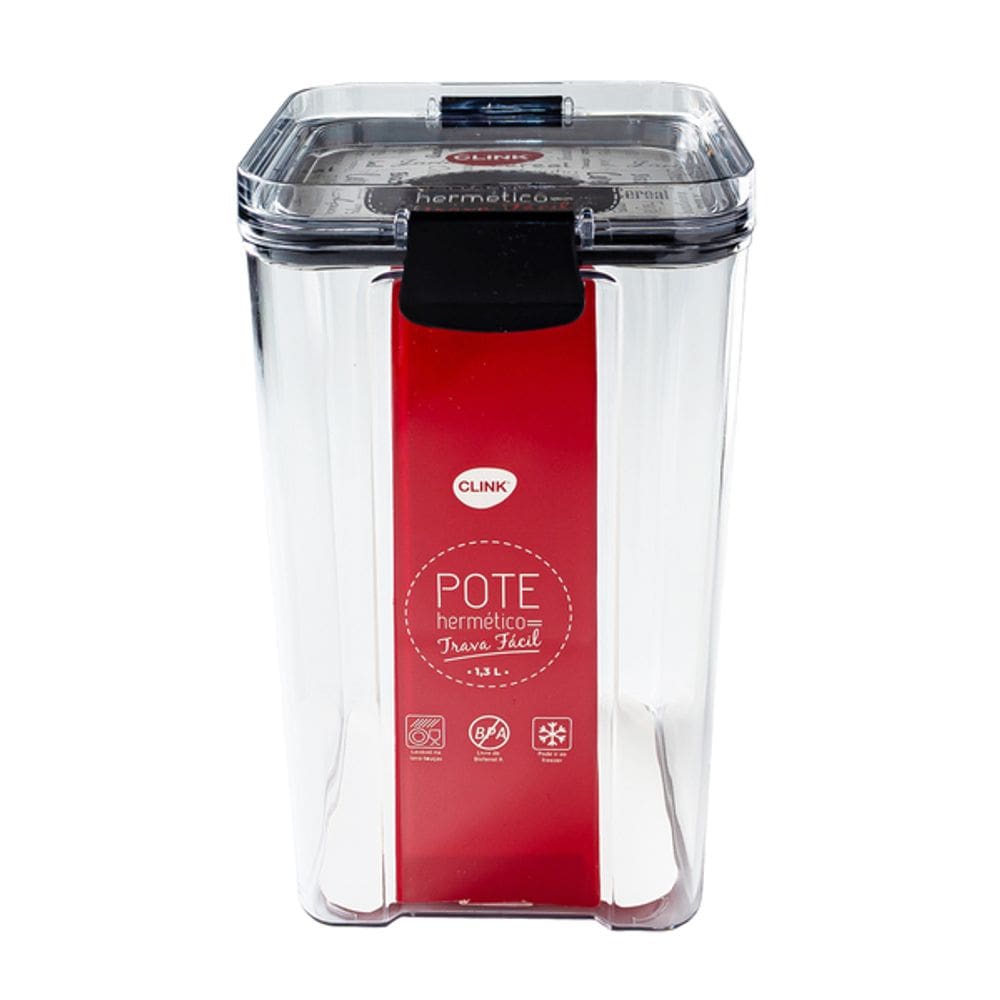 Pote Hermético Plástico 1,3 L 10,2 CM X 11,2 CM X 17,7 CM Clink