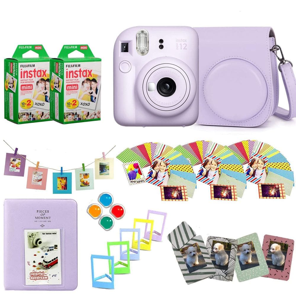Câmera instantânea Fujifilm Instax Mini 12 lilás roxa + pacote