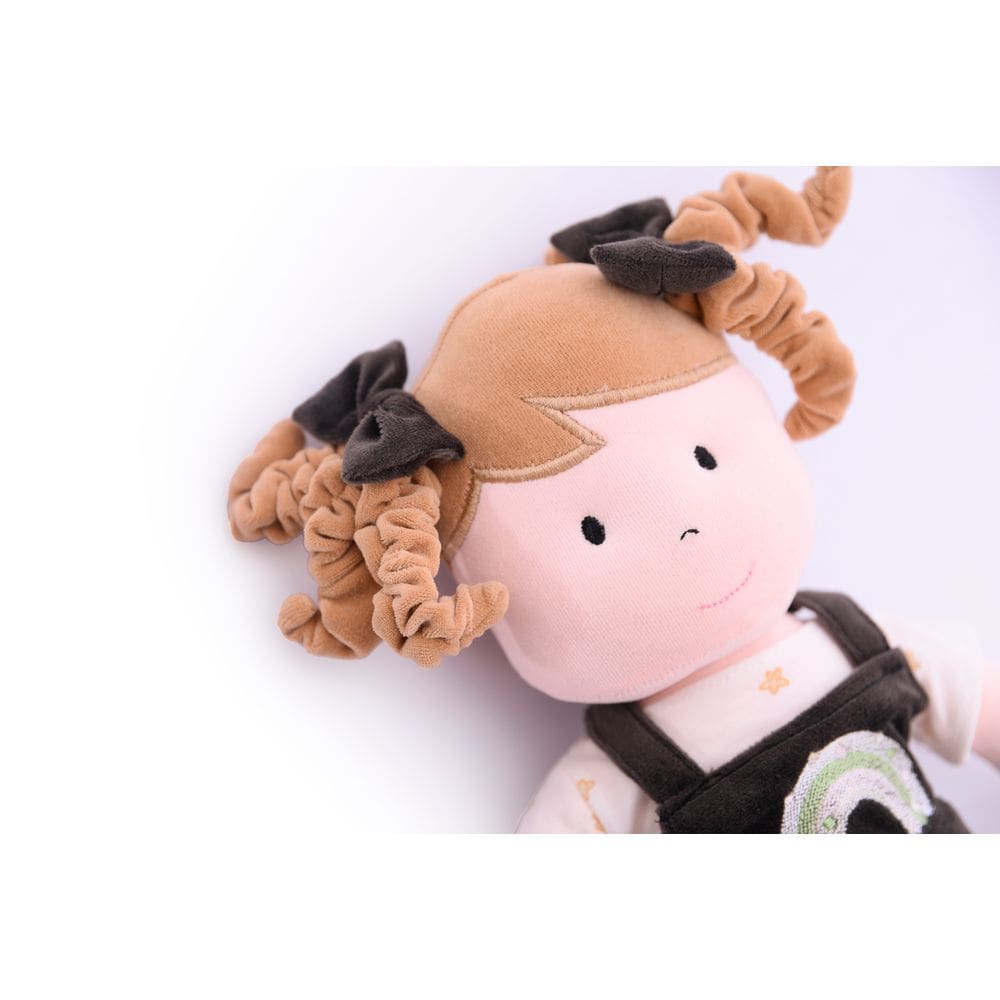 Boneca De Pano Maju Castanho Zip Toys Antialérgico Lavavél