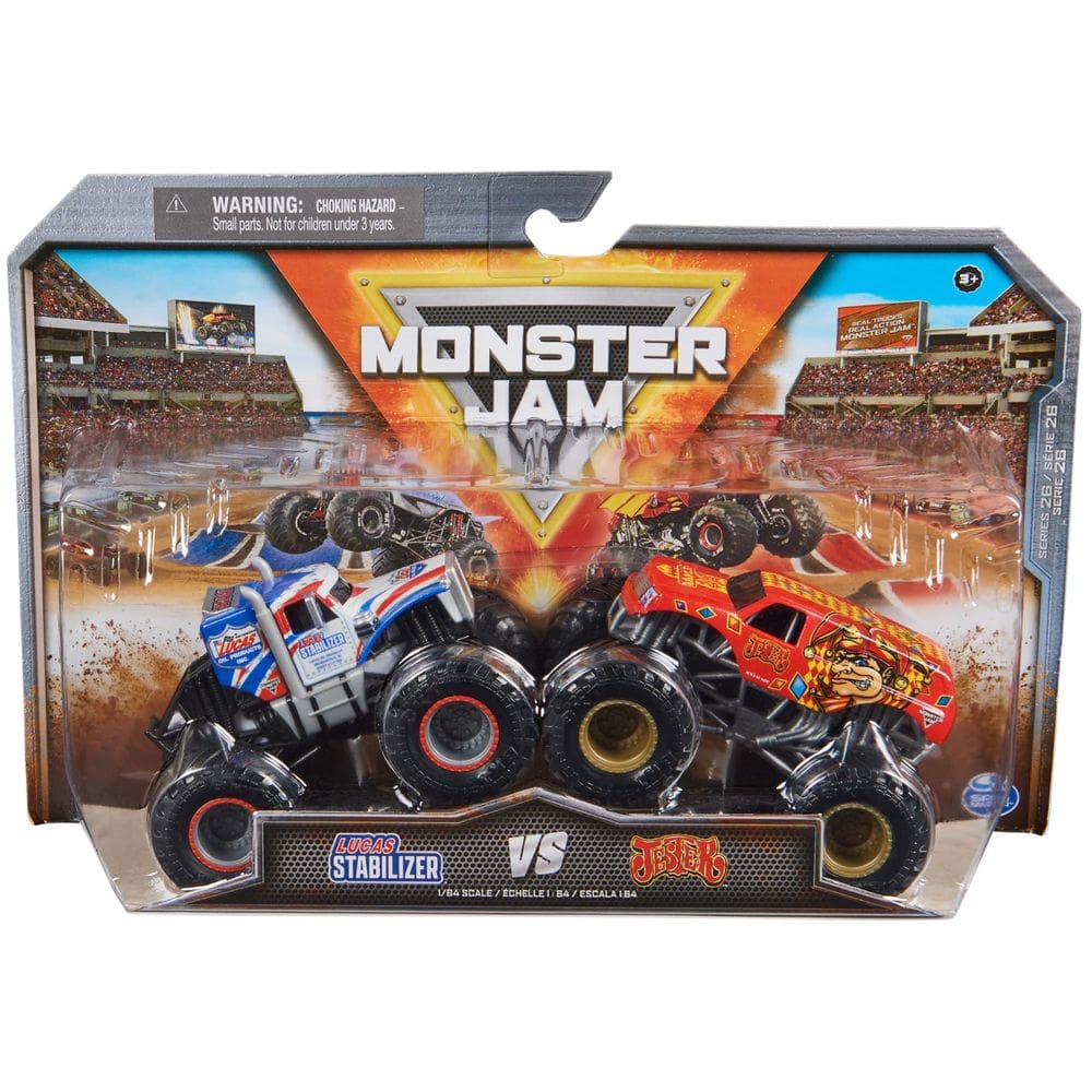 Estabilizador Toy Monster Jam Lucas vs. Jester 1:64 para crianças maiores de 3 anos