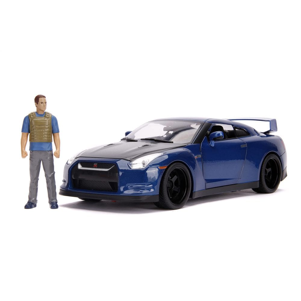 Carro de brinquedo Jada Toys Fast & Furious 1:18 Nissan GT-R R35 com 3 bonecos de Brian