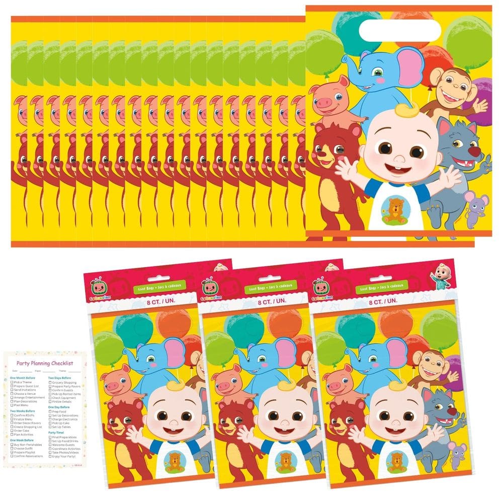 Conjunto de sacolas de guloseimas exclusivas Cocomelon Plastic Party Favor x24