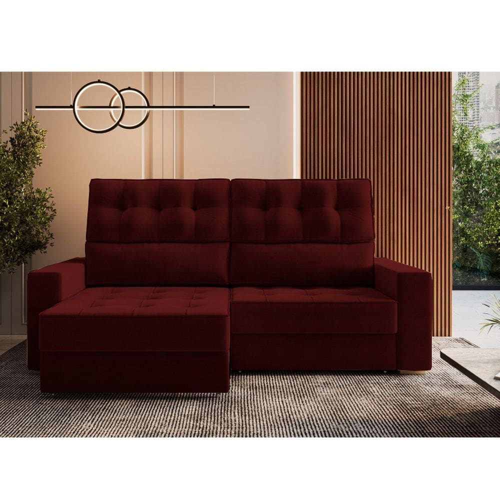 Sofá Retrátil Reclinável 180 Cm Dubai Bordô