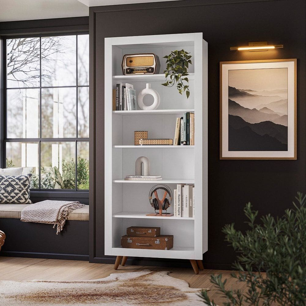 Estante para Livros 6 Prateleiras Retrô Branco