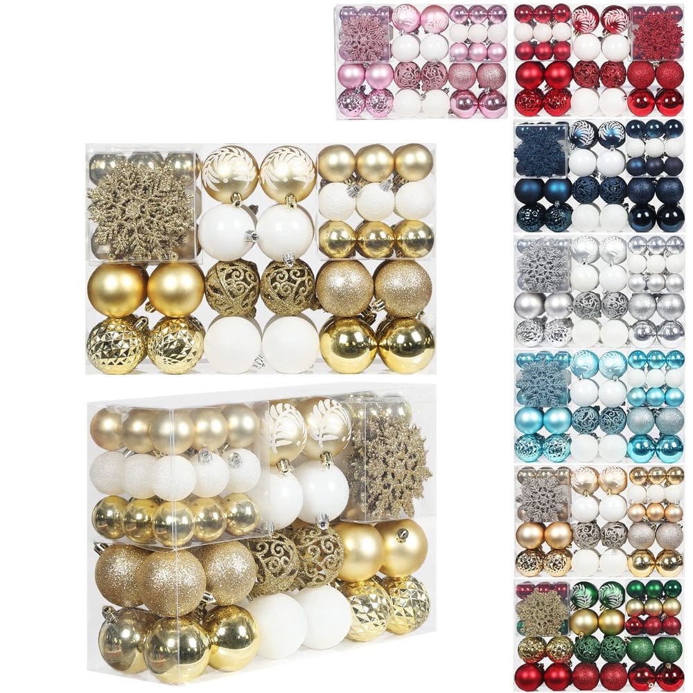 Conjunto de enfeites de bola de Natal SY CRAFT Shatterproof 86 unidades douradas