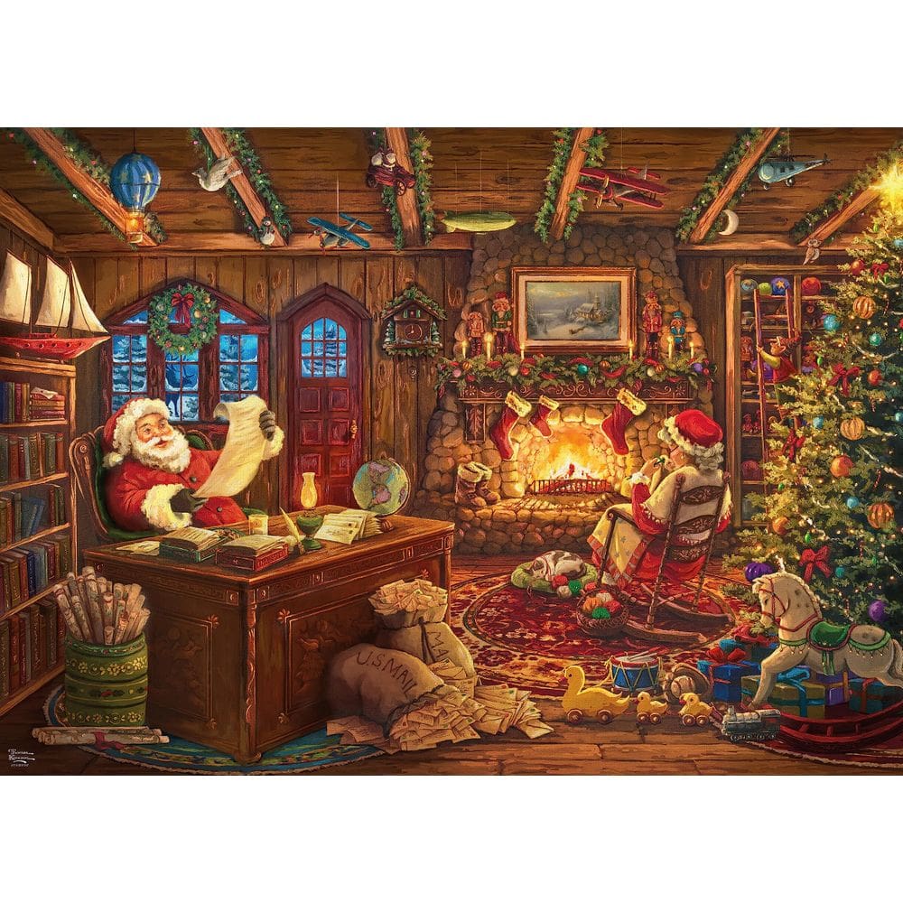 Quebra-cabeça Ceaco Thomas Kinkade Holiday Santa 1000 peças