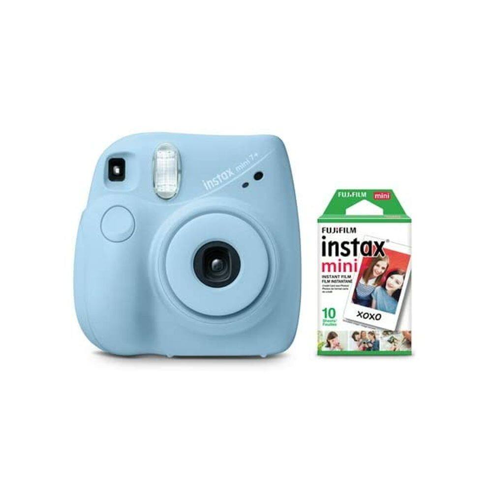 Câmera Fujifilm Instax Mini 7+ azul claro com pacote de 10 filmes