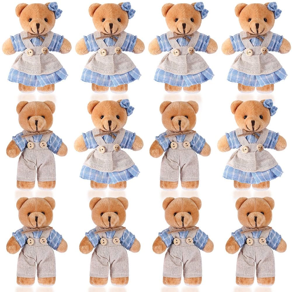 Animais de pelúcia Skylety Mini Bear com roupas de estopa, 10 cm, 12 unidades