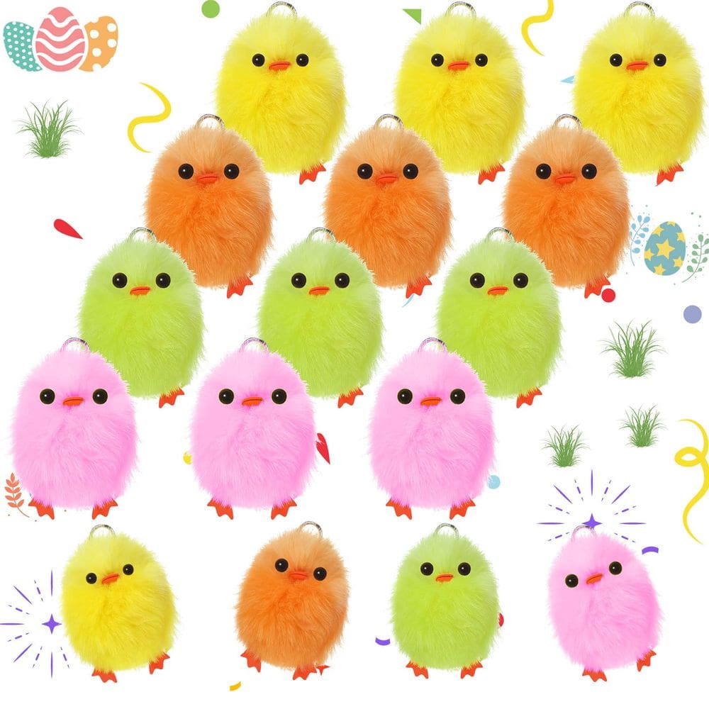 Brinquedo de pelúcia Skylety Easter Fur Chicks 12 peças de 6,35 cm para crianças