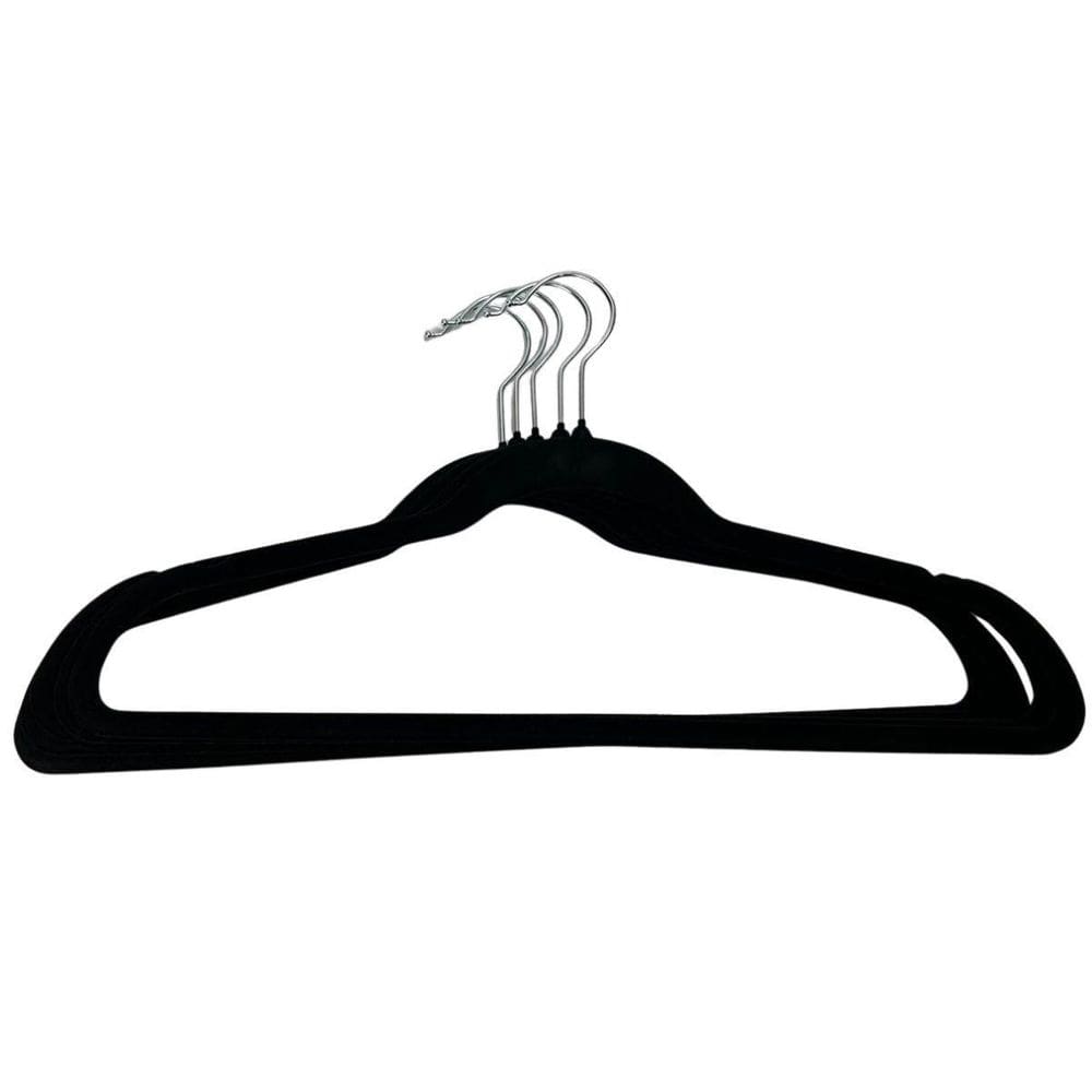 Kit 5 Cabides Preto Aveludados Para Guarda Roupas