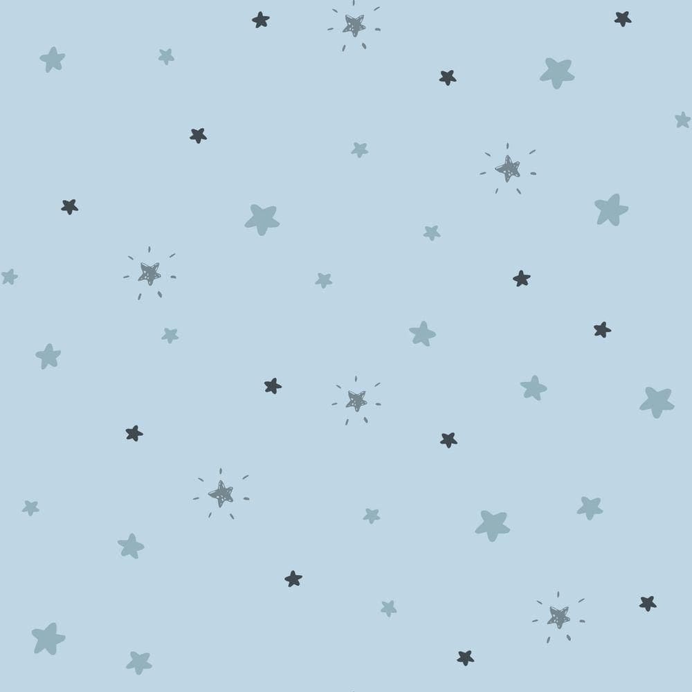 Papel De Parede Fofura Baby Estrelas Azul E Cinza Ff4040