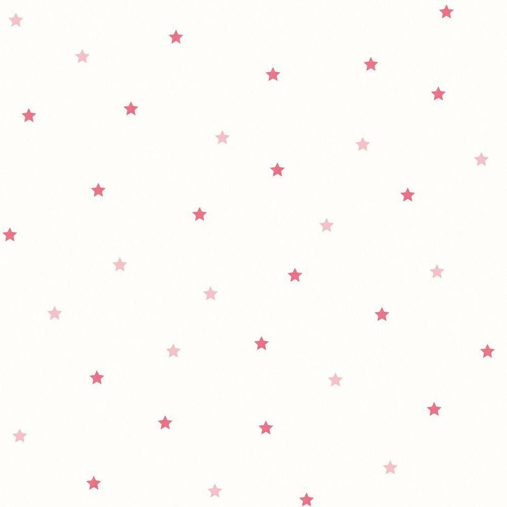 Papel De Parede Fofura Baby Estrelas Rosa Fundo Branco Ff4049