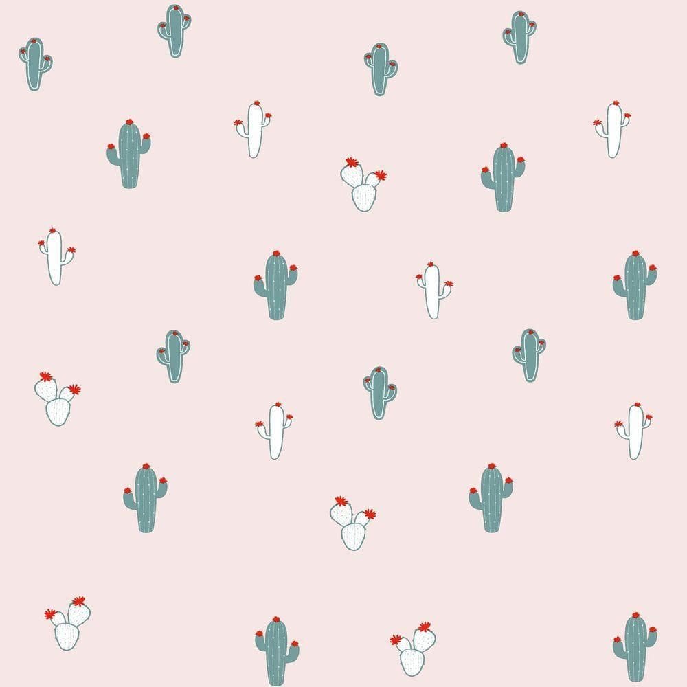 Papel De Parede Fofura Baby Cactos Fundo Rosa Ff4012