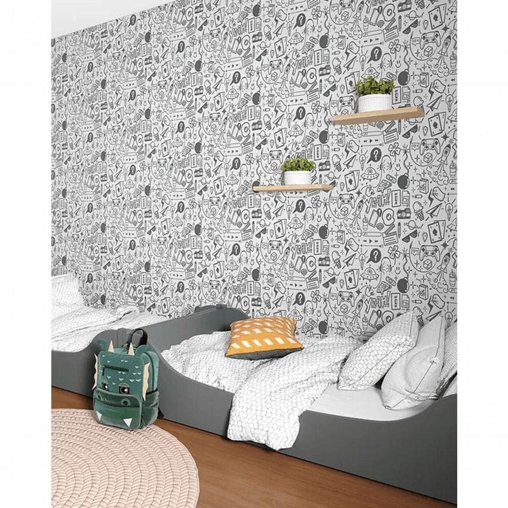 Papel De Parede Sonhos Gamer Preto E Branco 4251