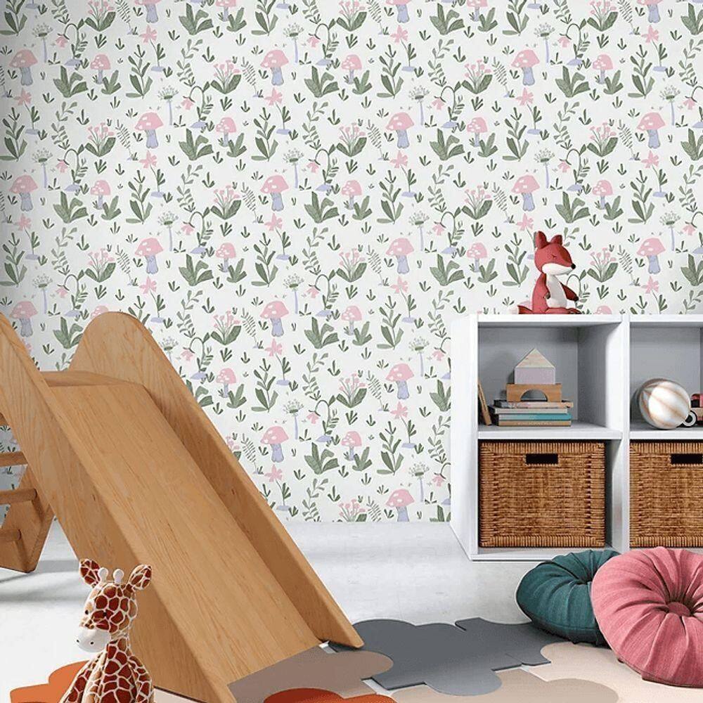 Papel De Parede Sonhos Cogumelo Verde 4214