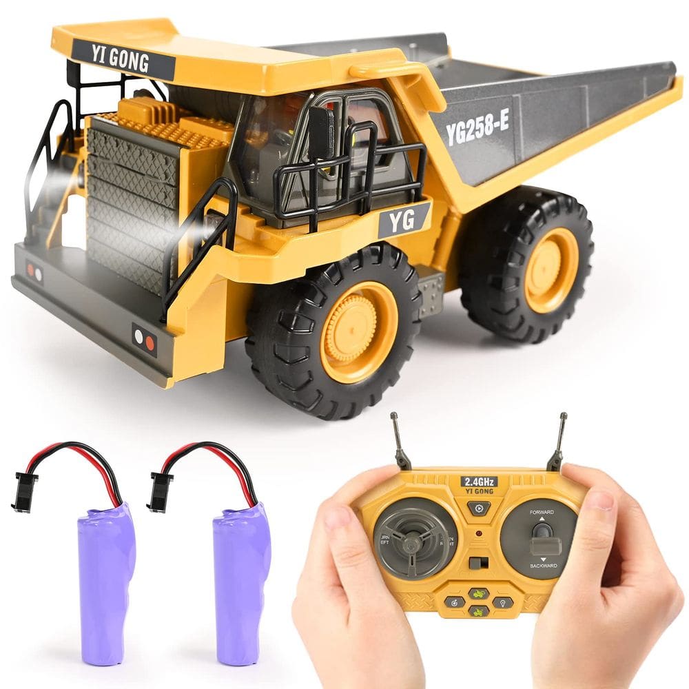 Caminhão basculante de controle remoto KidsFaves 9 canais com 2 baterias
