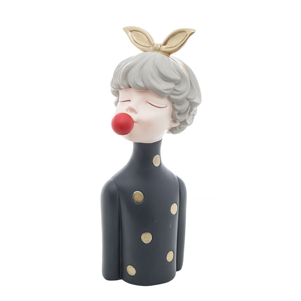 Escultura Decorativa de Resina Boneca C/Chiclete 31x13cm Wolff