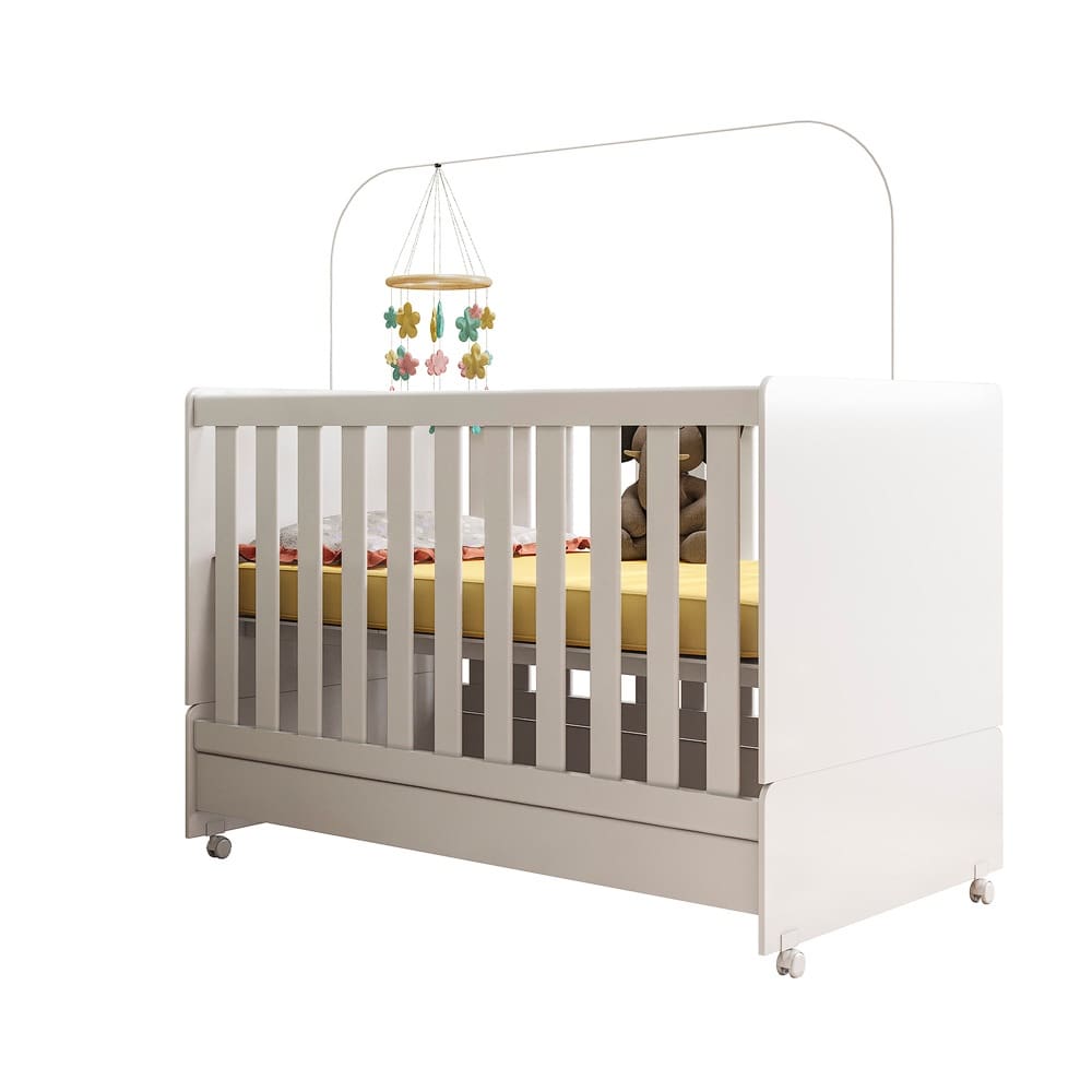 Berço Mini Cama Encanto com Kit Rodizio Branco - Peternella