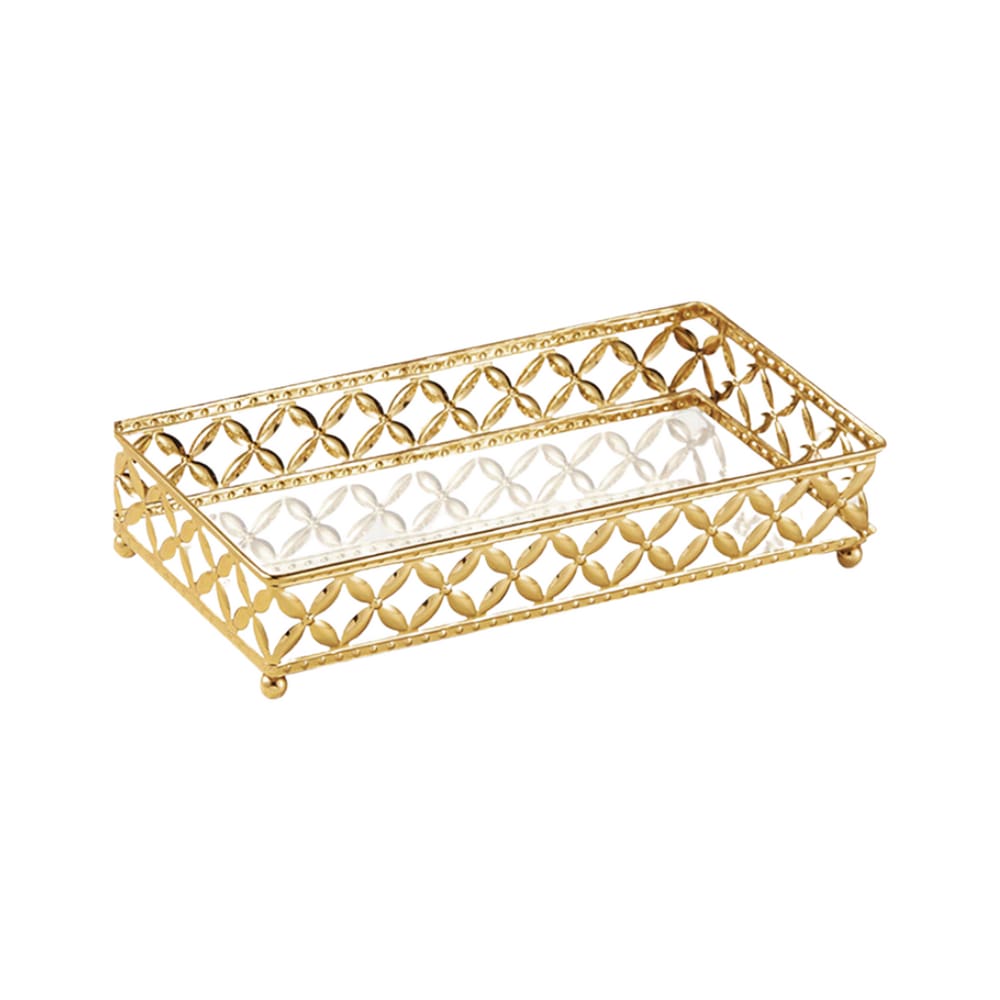 Bandeja Espelhada Retangular Em Metal Mart 24x12cm