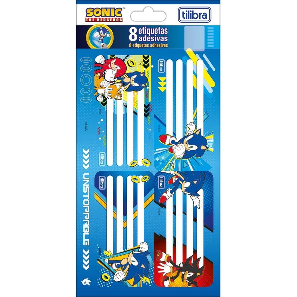 Etiqueta Escolar Adesiva Sonic c/ 8 Etiquetas - Tilibra