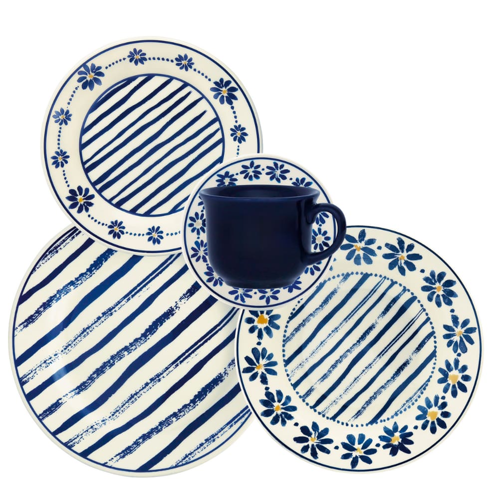 Jogo De Jantar Em Cerâmica Donna Com 20 Peças Oxford Margaridas