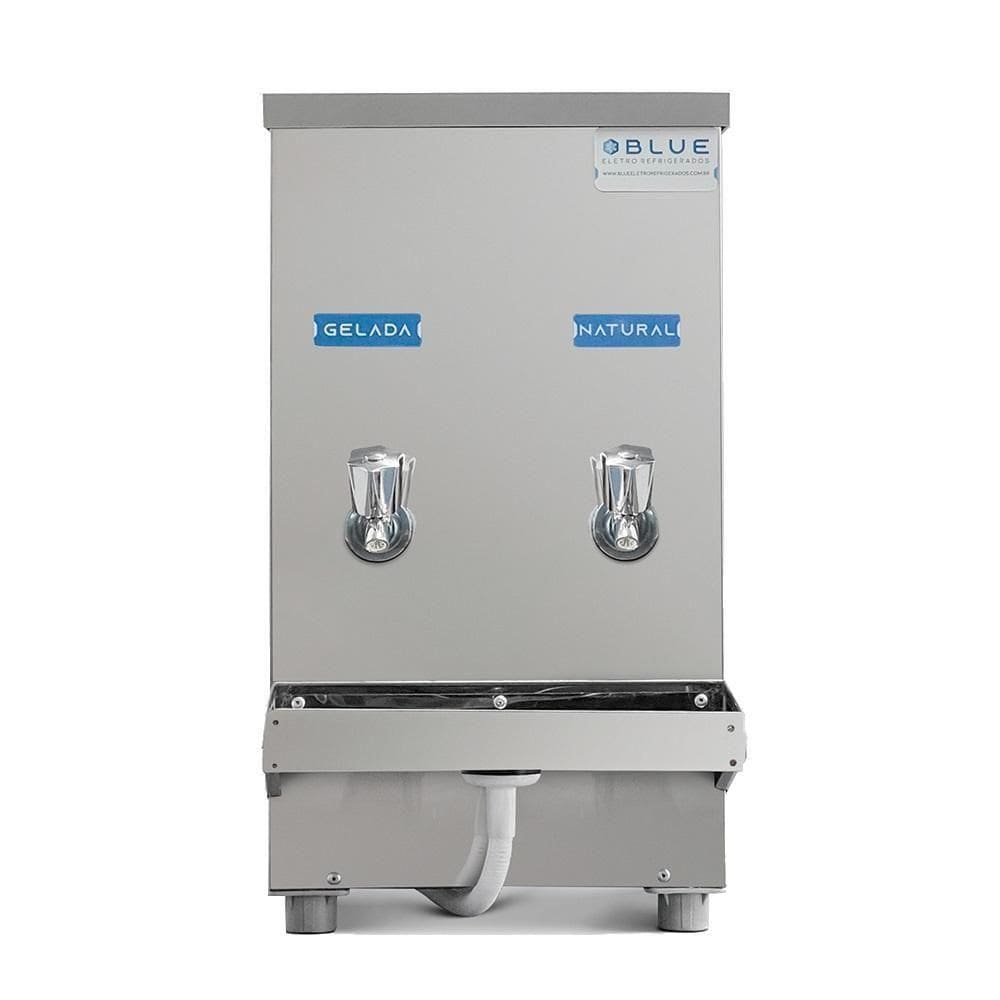 Bebedouro Purificador Industrial Blue Bancada 2 Torneiras Natural E Gelada 20L PIB20L220VN-2T Inox 220V