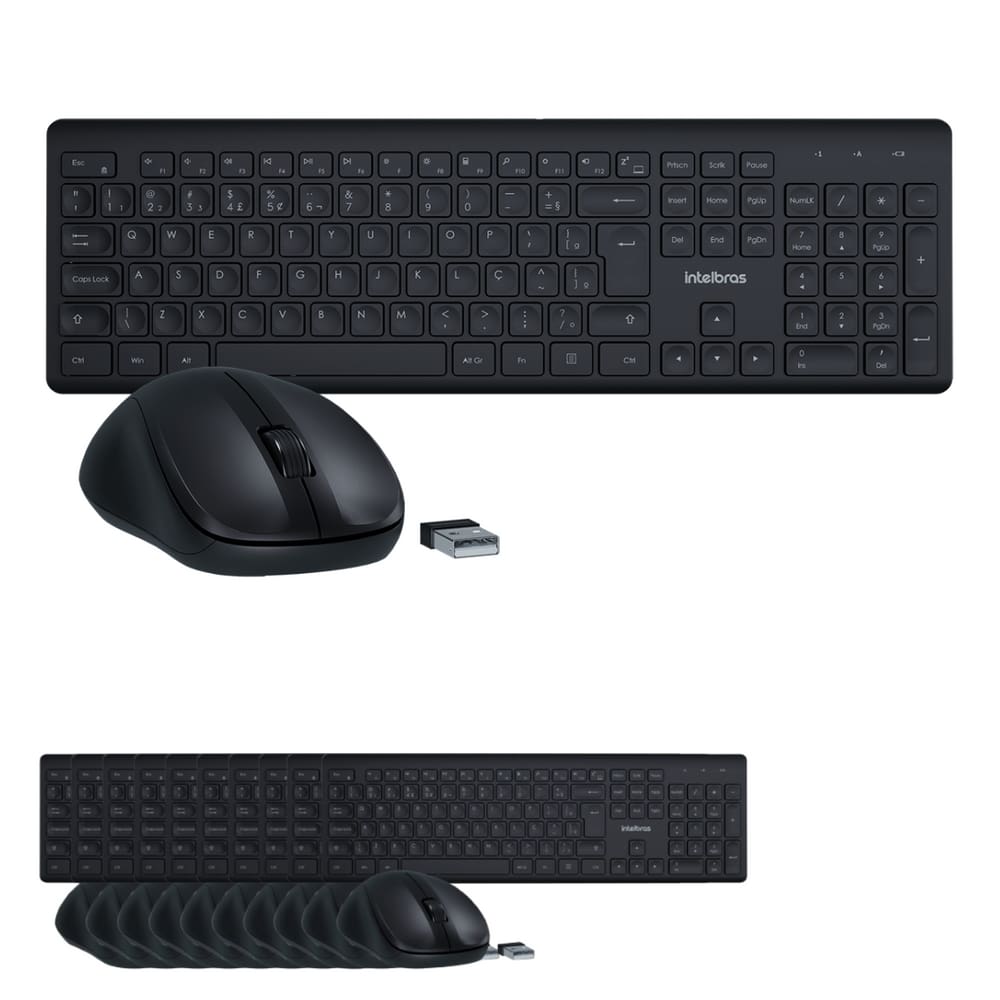 Kit Teclado e Mouse Intelbras CSI50 Sem Fio Preto - 10 Unidades