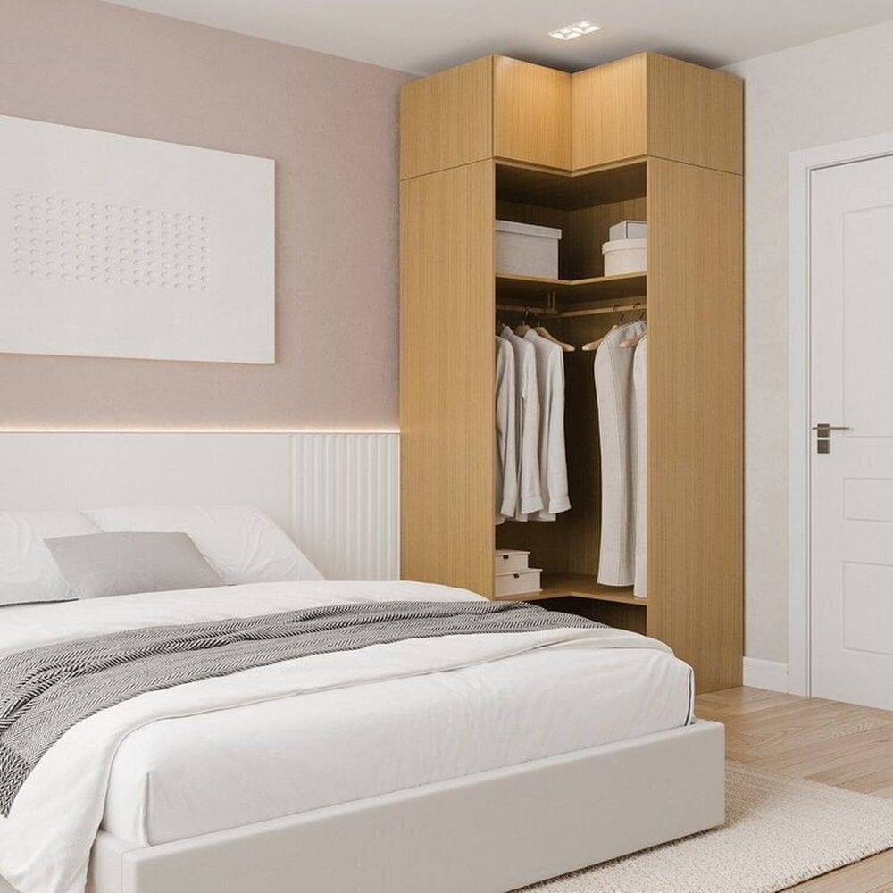 Guarda-roupa Modulado de Canto 2 Peças 2 Portas Jade Cabecasa Madeiramadeira Avelã