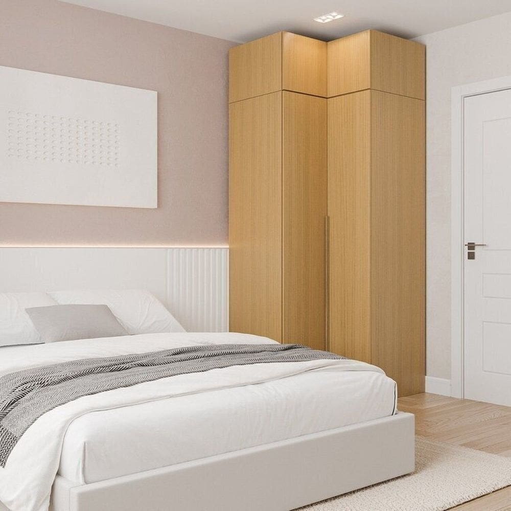 Guarda-roupa Modulado de Canto 2 Peças 4 Portas Jade Cabecasa Madeiramadeira Avelã