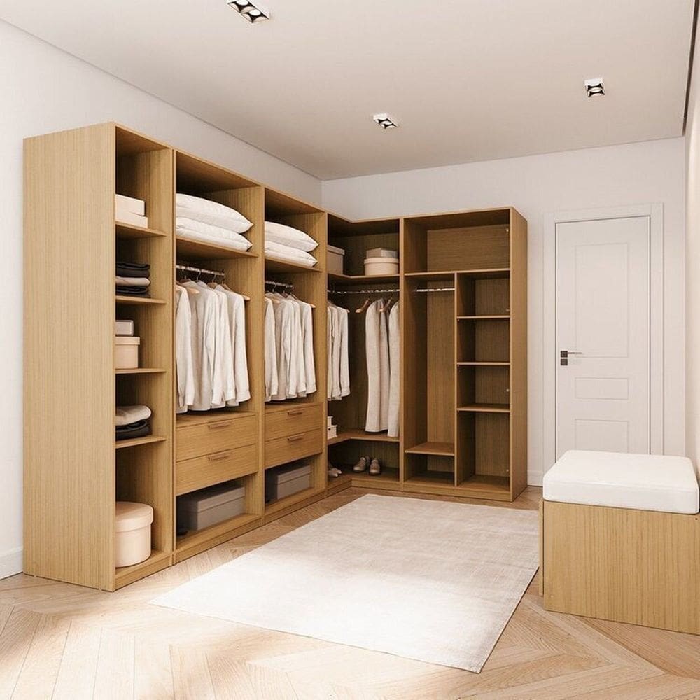 Guarda-roupa Modulado de Canto 5 Peças Jade Cabecasa Madeiramadeira Avelã