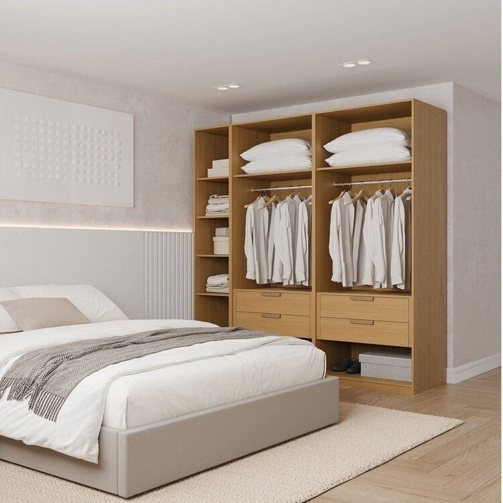 Guarda-roupa Modulado 3 Peças sem Portas Jade Cabecasa Madeiramadeira Avelã