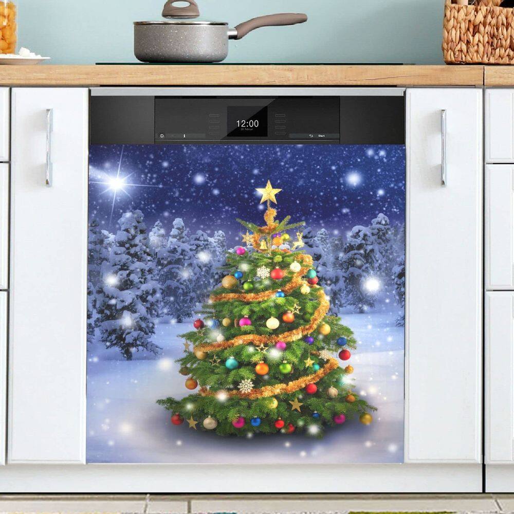 Tampa magnética para lava-louças Exnundod Winter Shiny Christmas