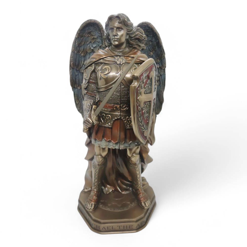 Estátua Arcanjo São Miguel de Bronze e Resina 30 cm