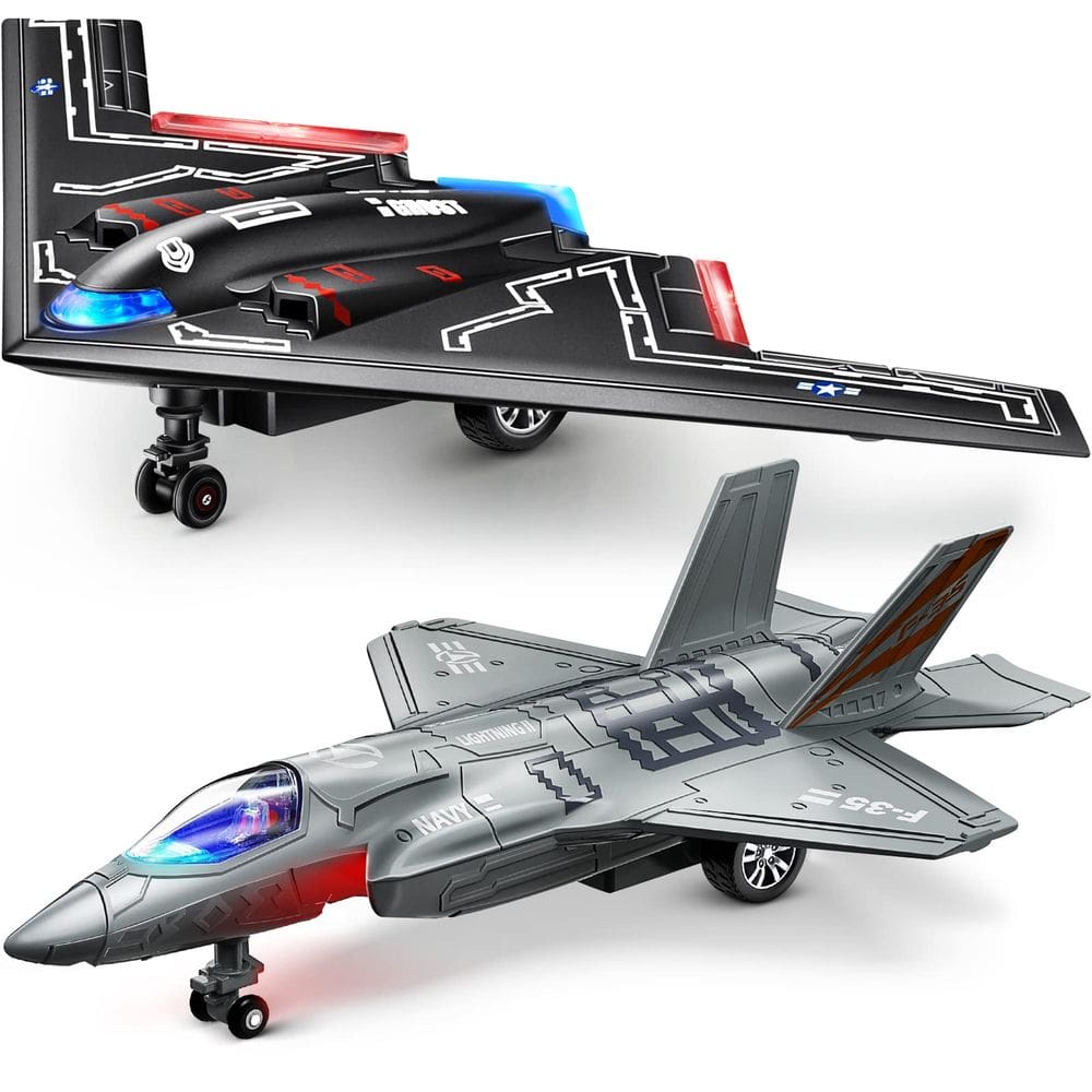 Toy Plane Geyiie com luz LED, pacote Diecast Fighter Jet 2