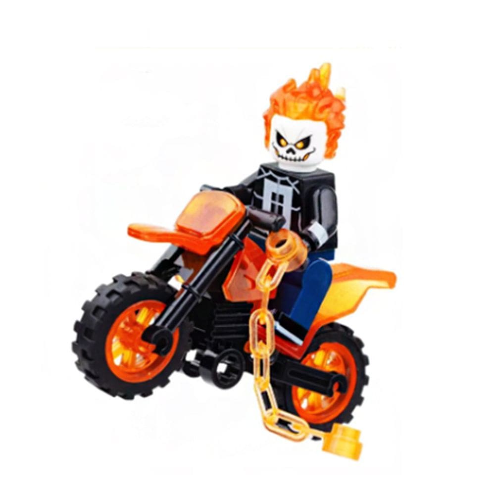 Boneco Motoqueiro Fantasma Ghost Rider Blocos De Montar