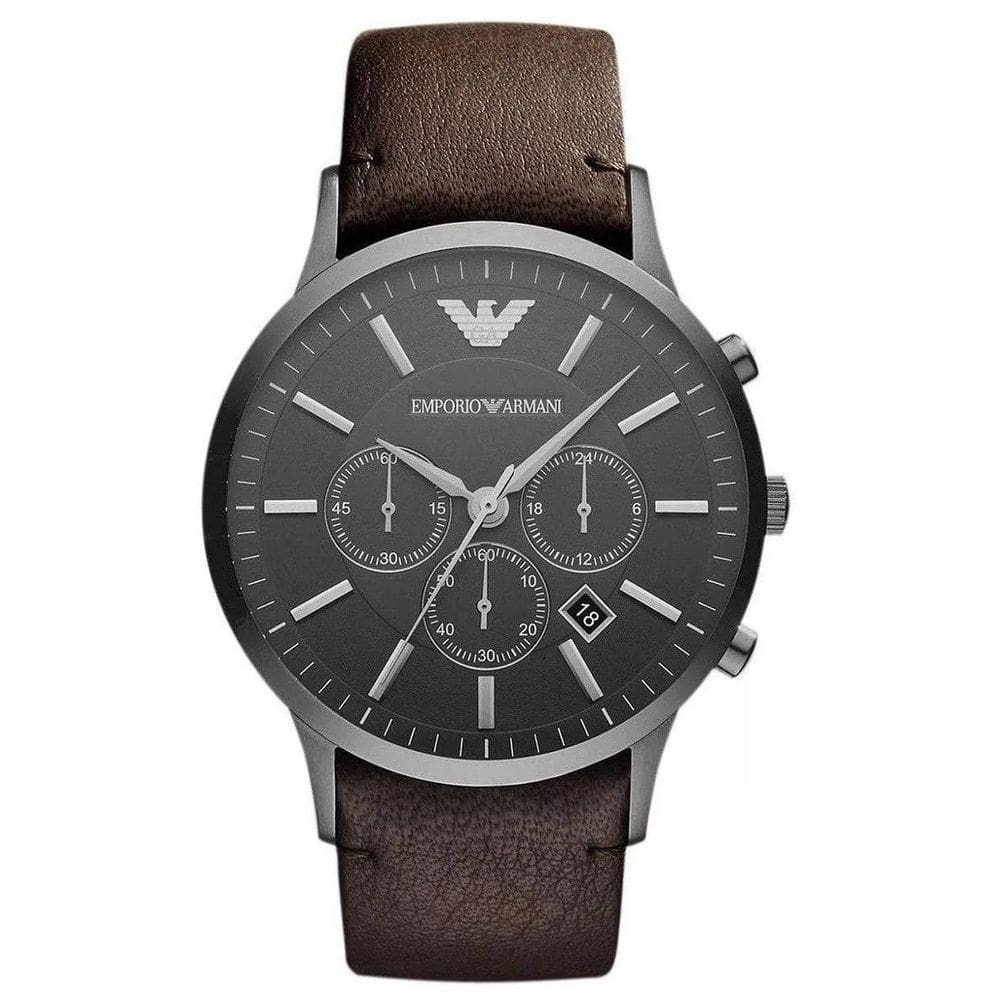 Relogio emporio armani masculino em couro preto ar2462