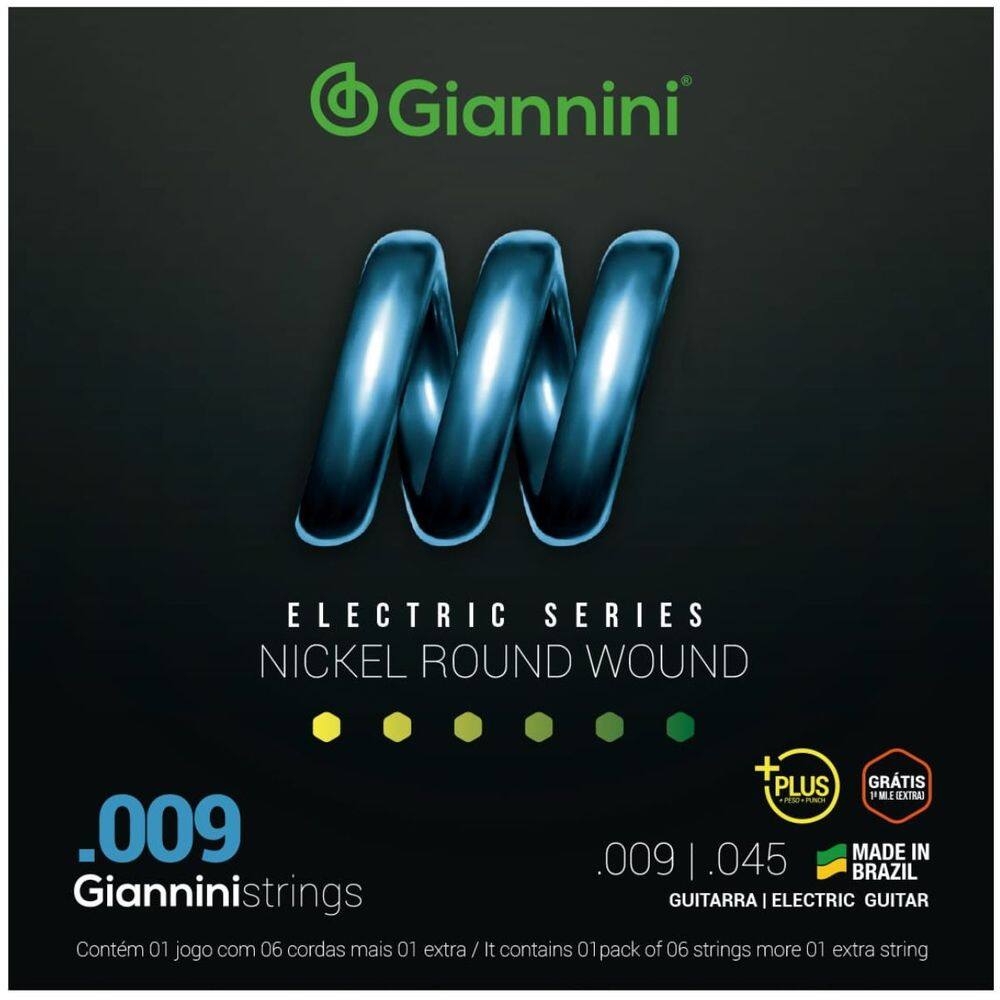 Encordoamento Guitarra Giannini Electric GEEGSTP09 Nickel Plus .009