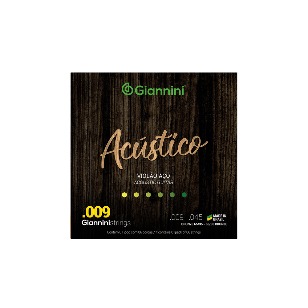Encordoamento Corda Violão Aço Giannini Acústico 0.9