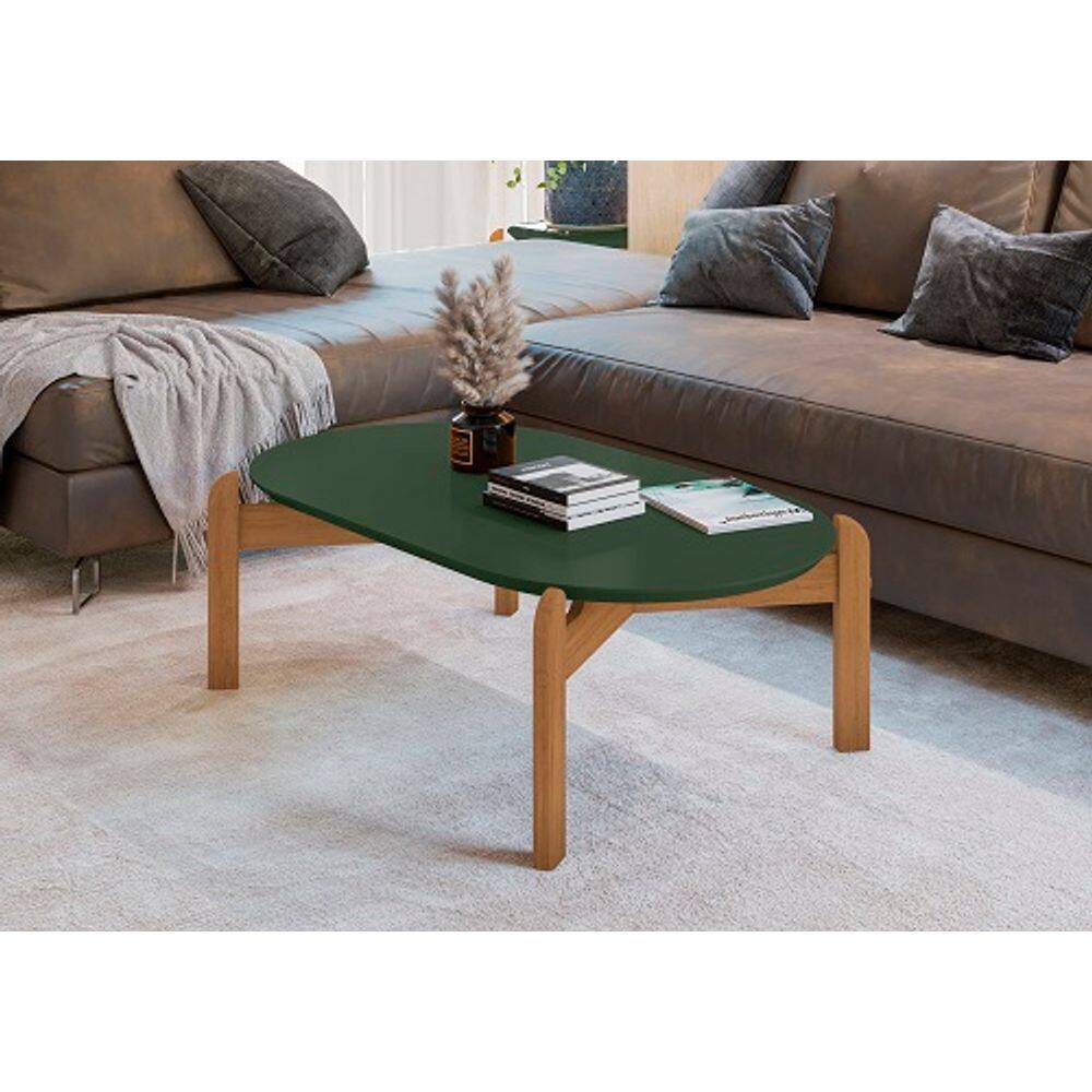 Mesa De Centro Lizz Oblonga Verde Oliva/Cedro - Casa D Móveis