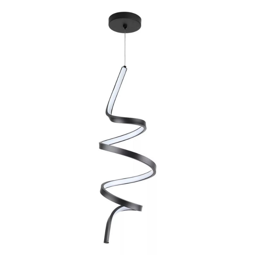 Lustre Pendente Espiral LED 18W 3000K Preto Domum
