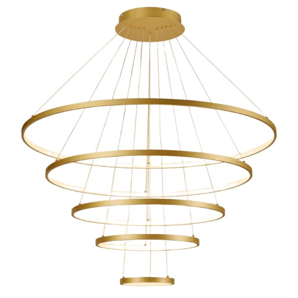 Lustre Pendente 05 Arcos LED 132W 3000K Bivolt Dourado Domum